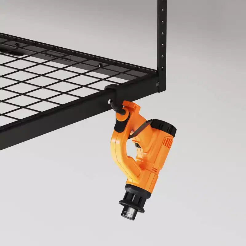 FLEXIMOUNTS OHK36B-E Rangement de garage suspendu au plafond 0,9 m x 1,8 m avec 8 crochets accessoires Noir