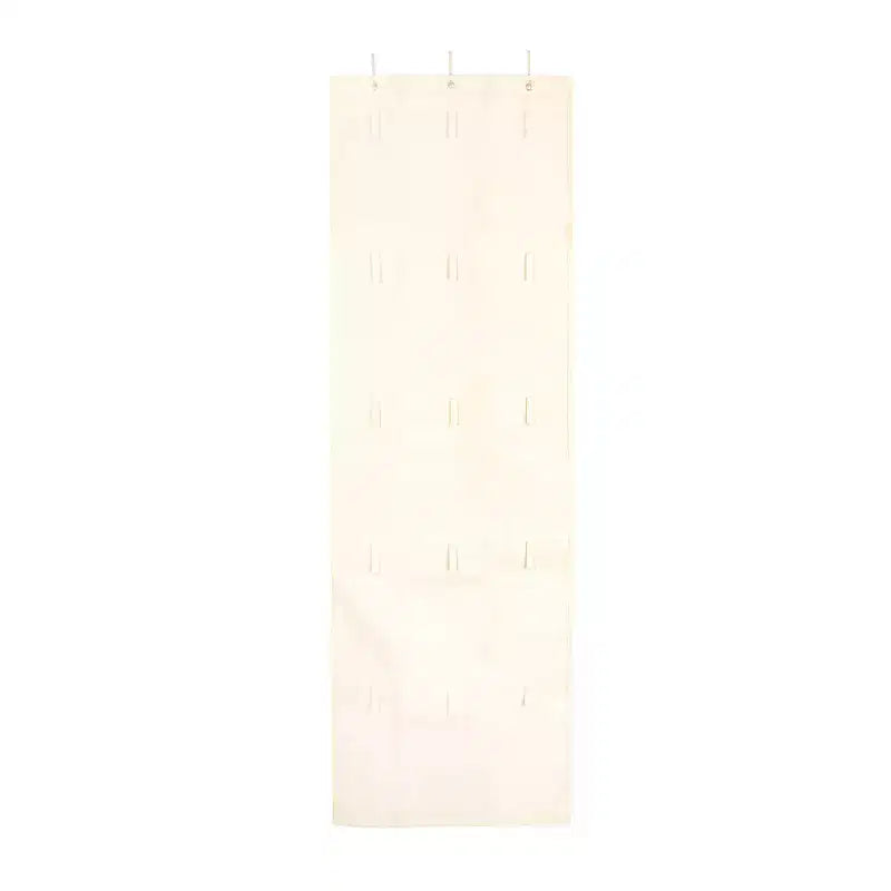 Household Essentials Over the Door Cotton Blend Cap and Hat Organizer with 15 Hook and Loop Hangers Natural