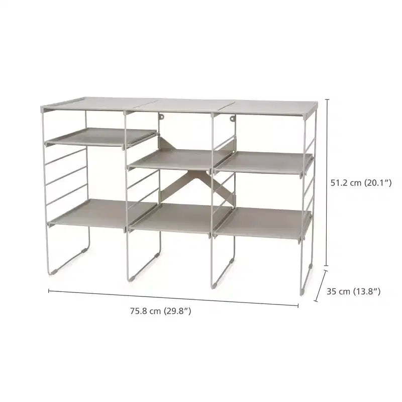 Joseph Joseph Level Plus Adjustable Shoe Rack - Stores 12 Pairs: Freestanding Carbon Steel Frame, Off-White, 29.8" Width