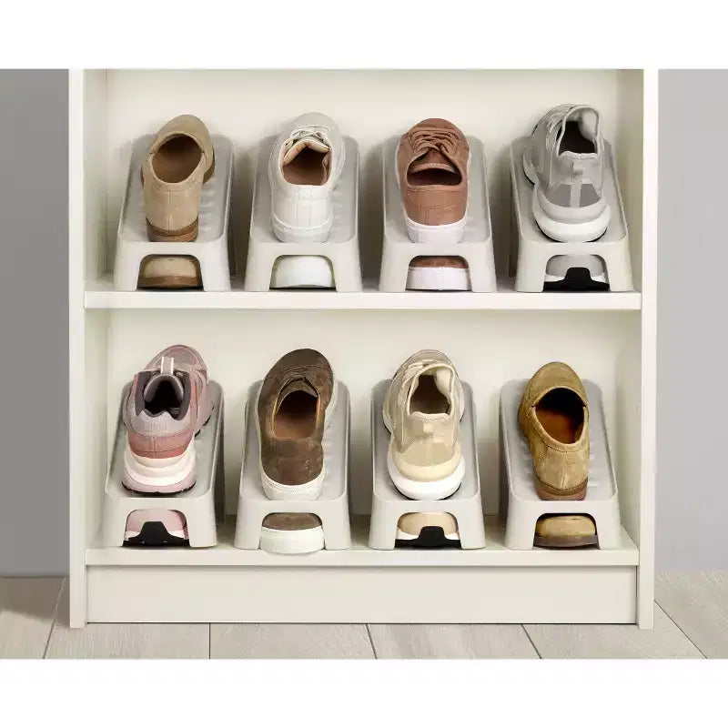 Joseph Joseph 6pk Shoe-in Compact Space-Saving Shoe Organiser: Off-White Polypropylene Freestanding Rack, Holds 6 Pairs