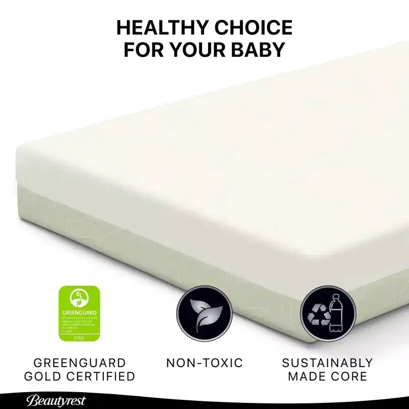 Beautyrest Silver PureAir Two-Stage Crib and Toddler Mattress - Greenguard Gold - White/Green