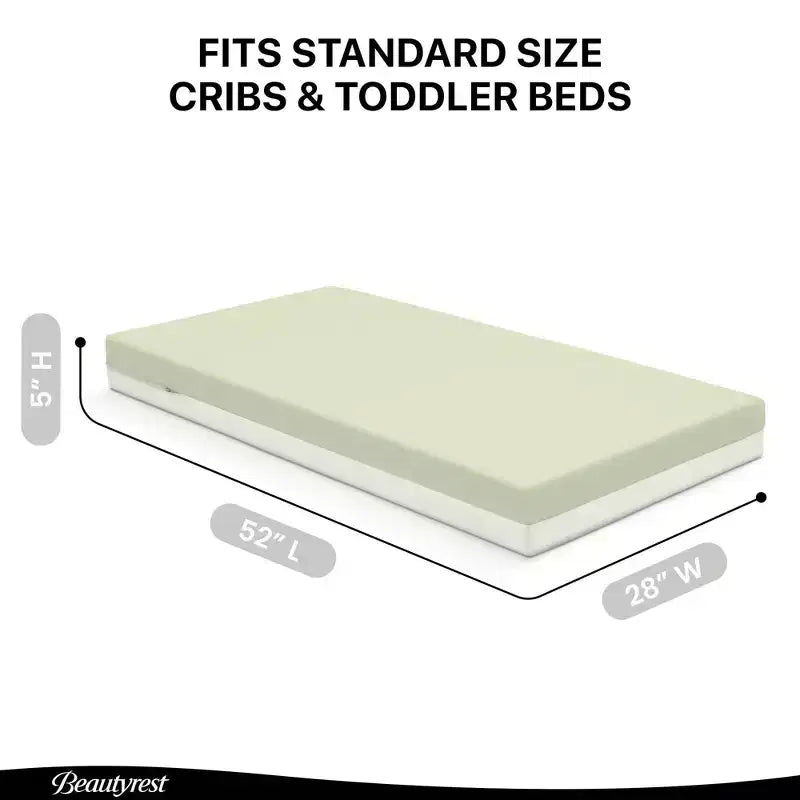 Beautyrest Silver PureAir Two-Stage Crib and Toddler Mattress - Greenguard Gold - White/Green