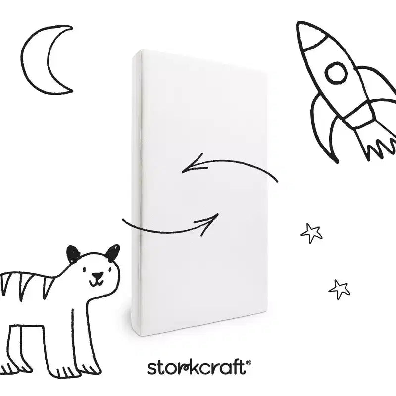 Storkcraft Matelas 6 po Grow-with Me de qualité supérieure imperméable et réversible pour lit de bébé et lit de tout-petit : ferme, rempli de fibres, 14 lb