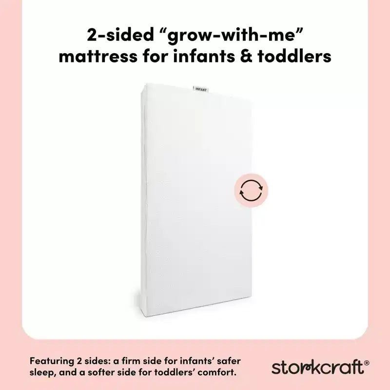 Storkcraft Matelas 6 po Grow-with Me de qualité supérieure imperméable et réversible pour lit de bébé et lit de tout-petit : ferme, rempli de fibres, 14 lb