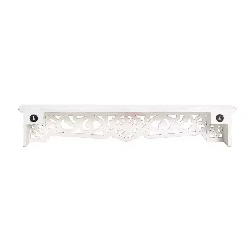 Brewster 30" Morris White Ledge Shelf: Bohemian Style MDF No Assembly Required Decorative Wall Shelf Set