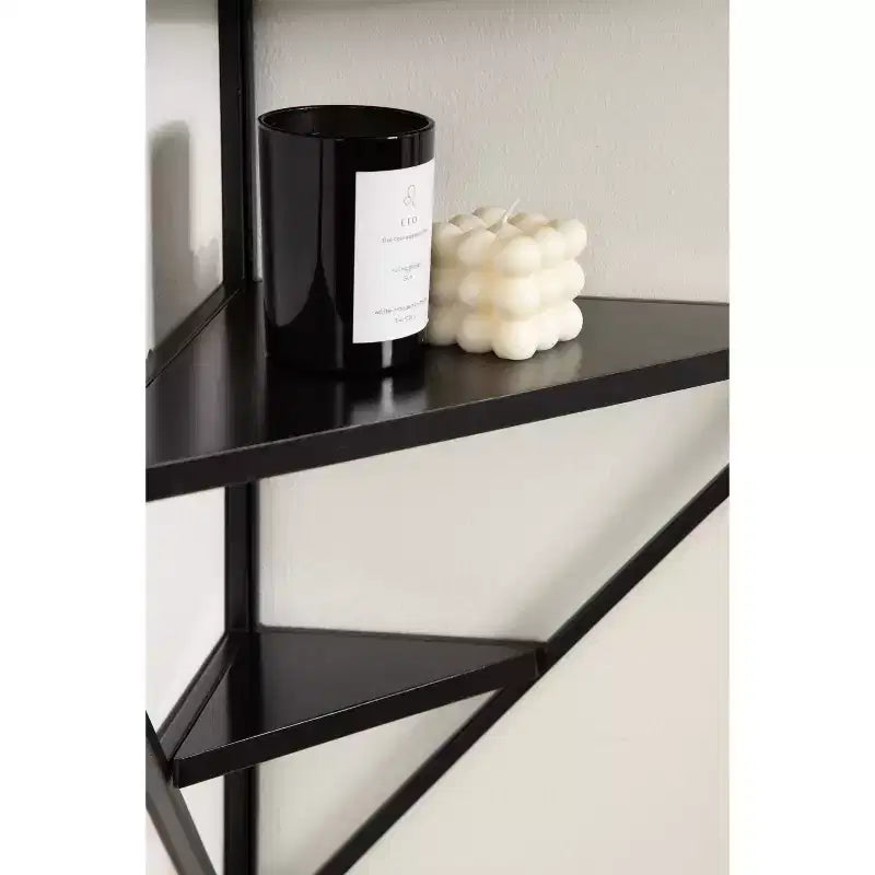 Kate & Laurel All Things Decor 24"x17"x38" Melora Metal and Wood Corner Wall Shelf Black