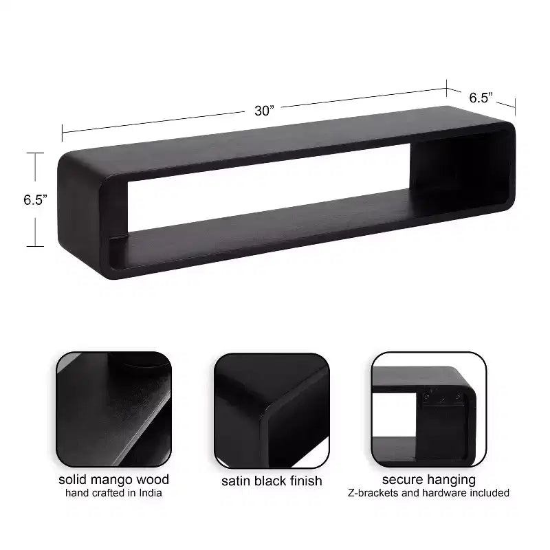 Kate & Laurel All Things Decor 30"x7"x7" Deguara Floating Shelf Black