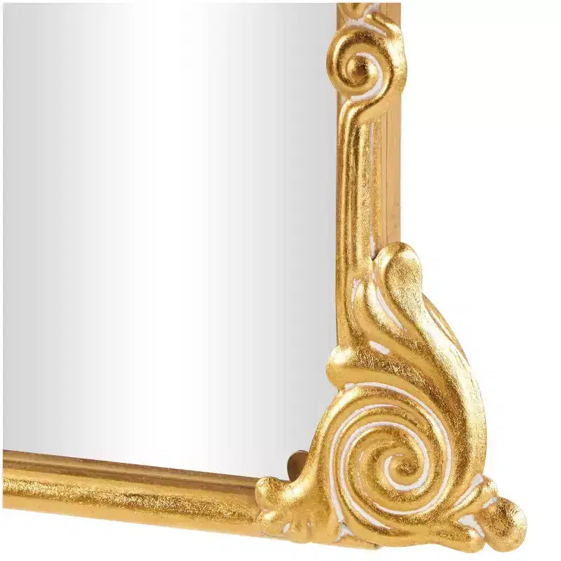 Olivia & May 48"x28" Metal Tall Ornate Arched Baroque Floor Mirror Gold: Vintage Style, Keyhole Mount, Wood Frame