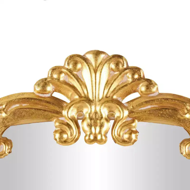 Olivia & May 48"x28" Metal Tall Ornate Arched Baroque Floor Mirror Gold: Vintage Style, Keyhole Mount, Wood Frame