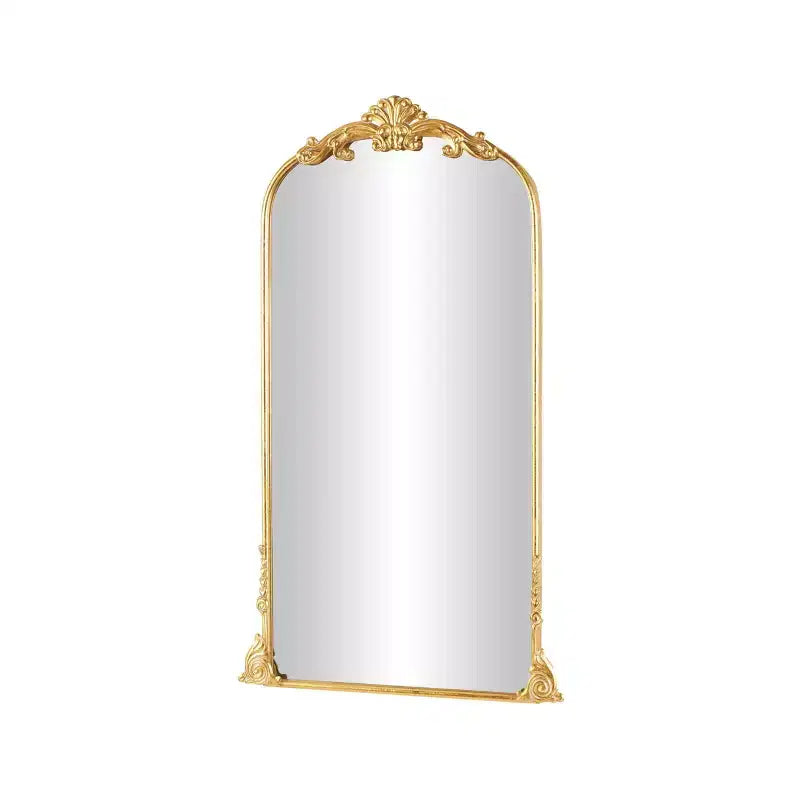 Olivia & May 48"x28" Metal Tall Ornate Arched Baroque Floor Mirror Gold: Vintage Style, Keyhole Mount, Wood Frame