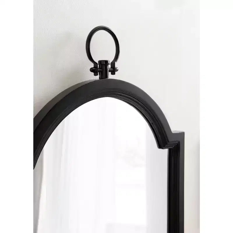 Kate & Laurel All Things Decor 18"x30" Ohara Arch Wall Mirror Black : Traditional Style, Rounded Top, Wall Mounted
