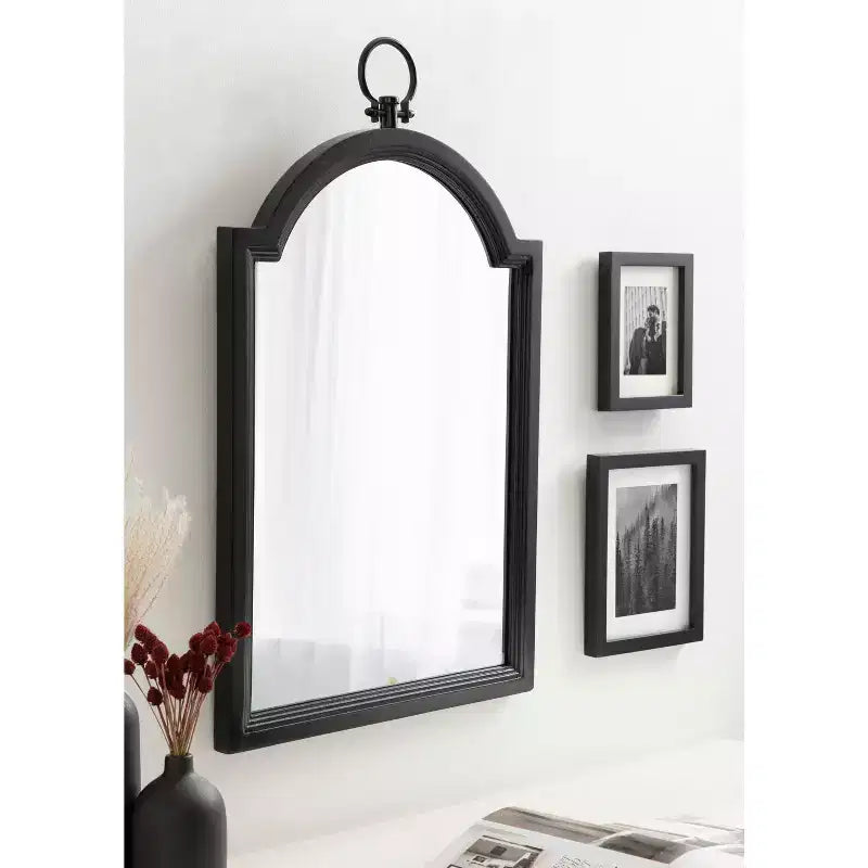 Kate & Laurel All Things Decor 18"x30" Ohara Arch Wall Mirror Black : Traditional Style, Rounded Top, Wall Mounted
