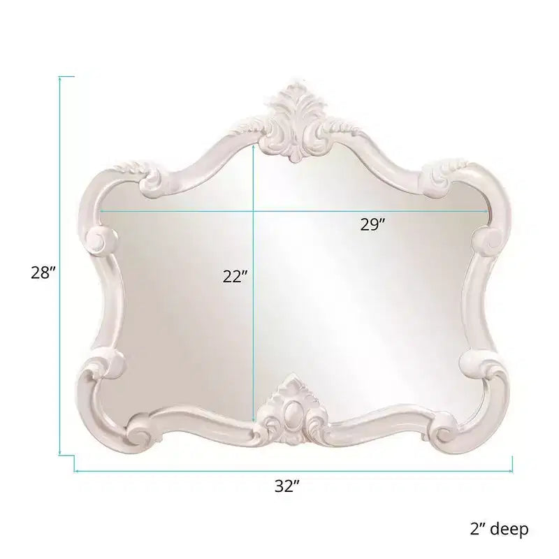 Howard Elliott Miroir mural d'appoint encadré brillant Veruca 28"x32" Blanc : Rectangle moderne, aucun assemblage requis
