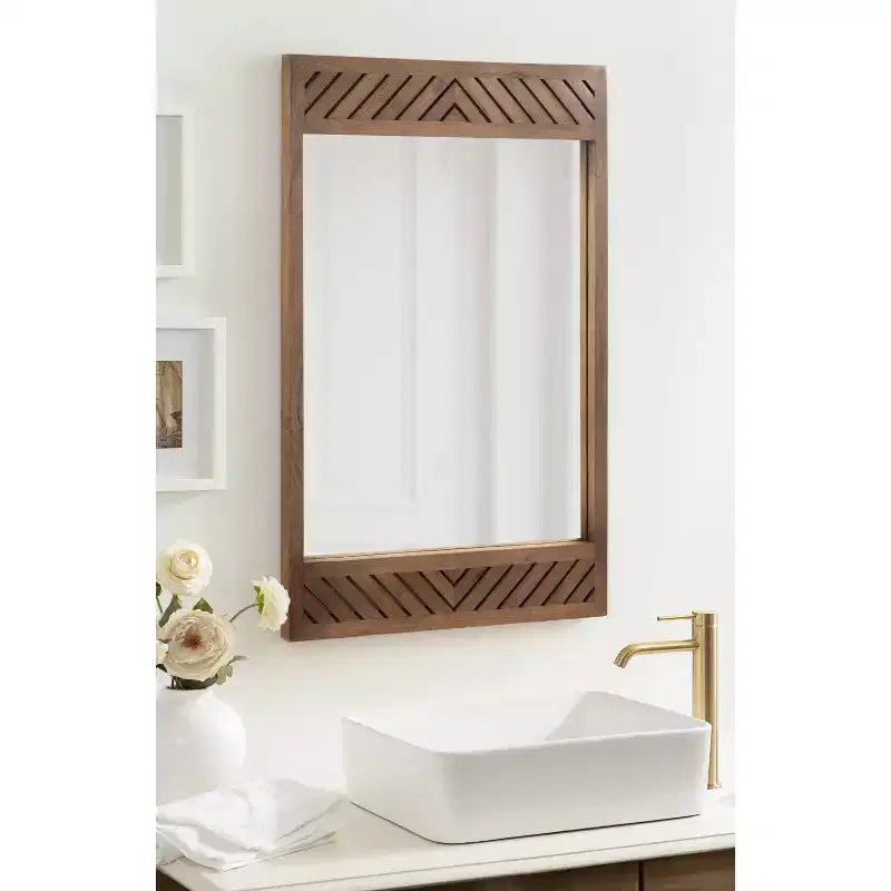 Miroir mural rectangulaire en bois Mezzeta de 61 x 91 cm, de Kate & Laurel All Things Decor, marron