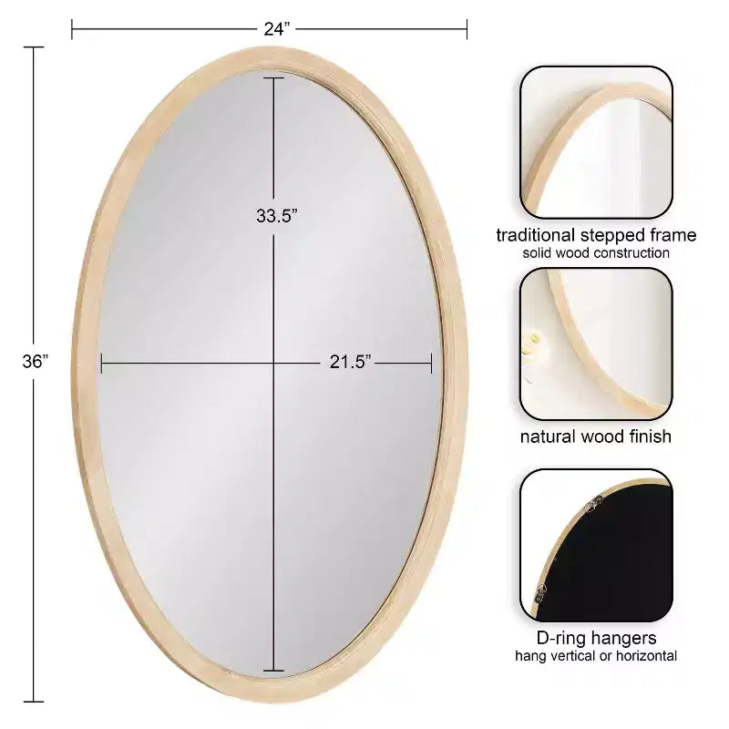 Kate & Laurel All Things Decor Miroir encadré ovale Hogan 24"x36" Naturel