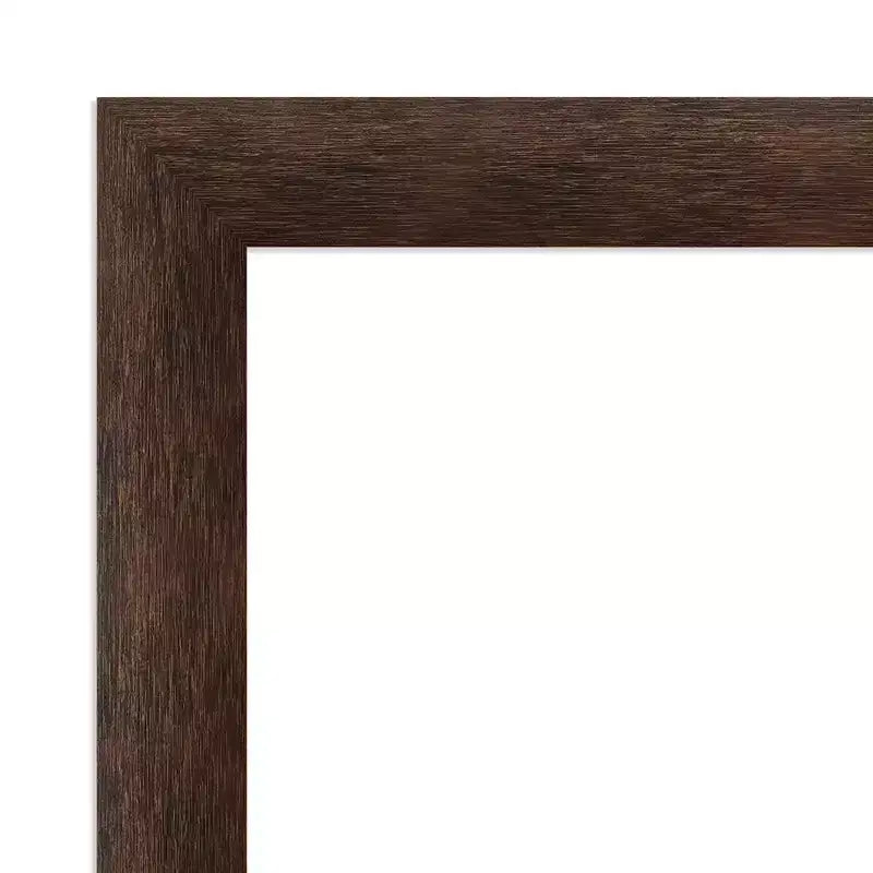 29"x29" Non-Beveled Narrow Wood Bathroom Wall Mirror Warm Walnut - Amanti Art: Modern Square, Wall Mount, Includes Hardware