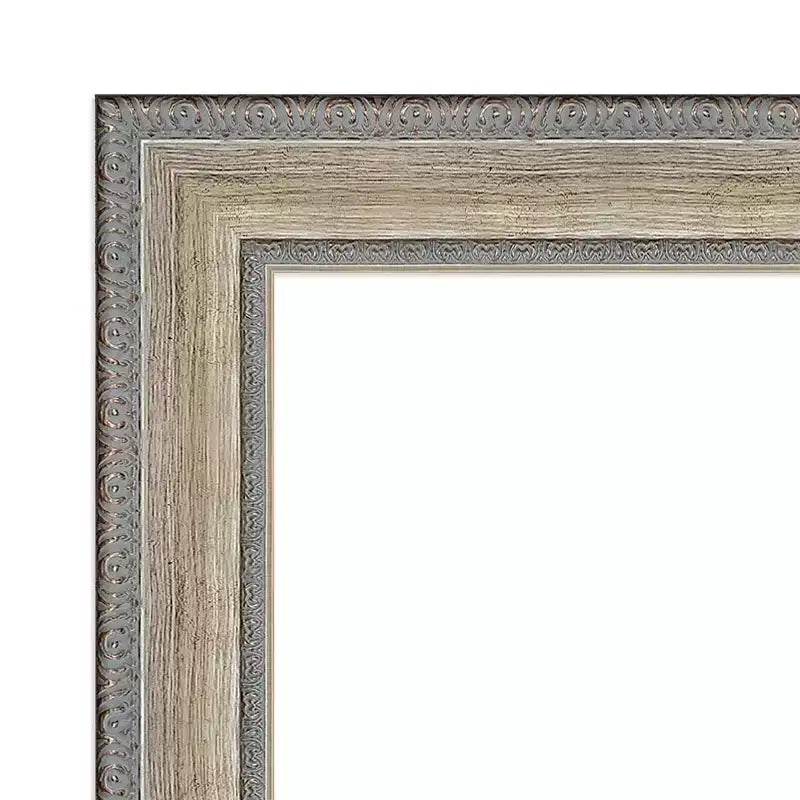 41"x29" Non-Beveled Wood Bathroom Wall Mirror Fleur Silver - Amanti Art: Modern Rectangular Design, Wall Mounted, Includes Hardware