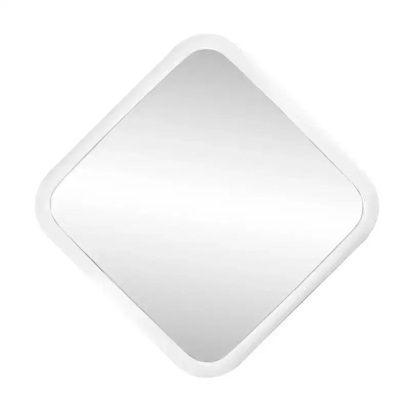 Miroir mural carré incurvé contemporain Howard Elliott blanc : 16,5 po. en polyuréthane moderne, aucun assemblage requis