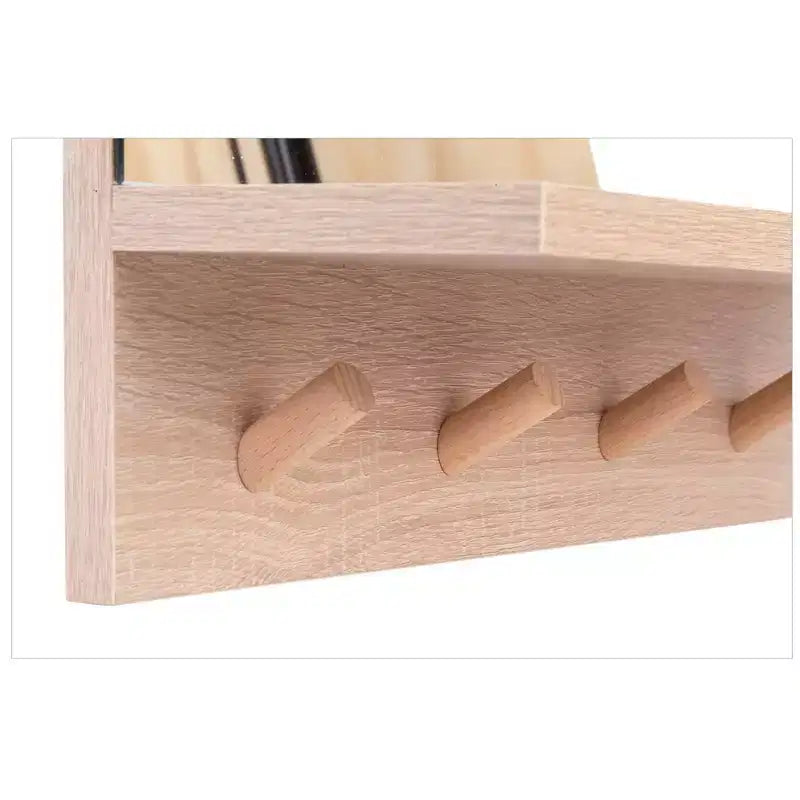 Kiera Grace 15.7" Alva Accent Mirror Shelf with 4 Pegs: Modern Rectangle, No Assembly, Wood Frame, Wall Mounted