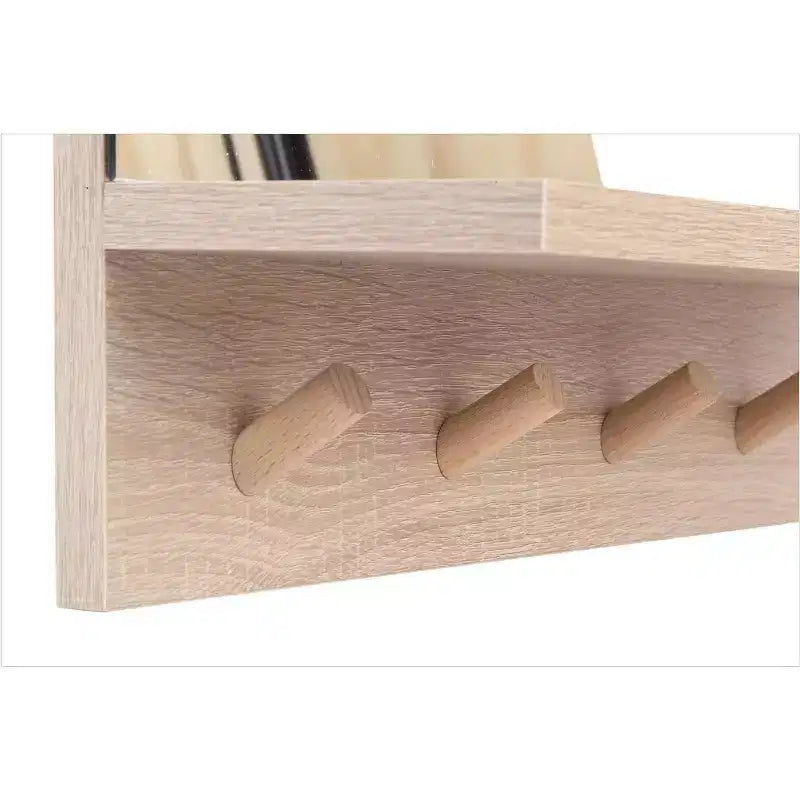 Kiera Grace 15.7" Alva Accent Mirror Shelf with 4 Pegs: Modern Rectangle, No Assembly, Wood Frame, Wall Mounted