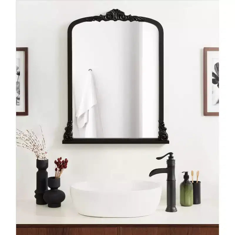 Kate & Laurel All Things Decor Miroir Barberry Arch 28"x35" MDF noir