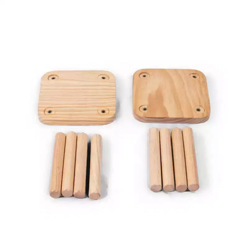 Humble Crew 2pc Kids' Stool Set Natural Wood: SL143, Wood Grain Design, Armless Chairs, Spot Clean, 90-Day Warranty