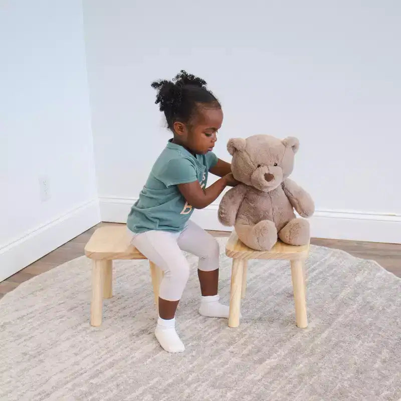 Humble Crew 2pc Kids' Stool Set Natural Wood: SL143, Wood Grain Design, Armless Chairs, Spot Clean, 90-Day Warranty