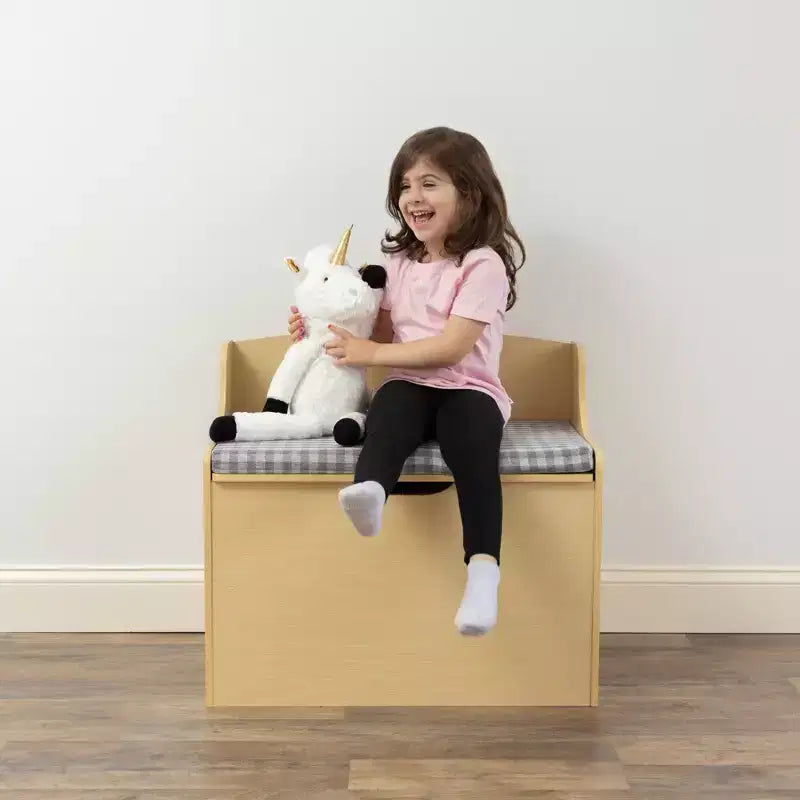 Humble Crew Kids' Jaime Coffre à jouets à charnière en bois : Cadre en MDF, quincaillerie en acier, étagères à bacs, 1 tiroir, 1 étagère