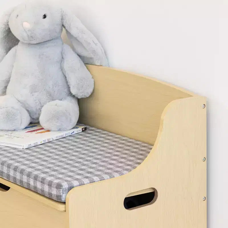 Humble Crew Kids' Jaime Coffre à jouets à charnière en bois : Cadre en MDF, quincaillerie en acier, étagères à bacs, 1 tiroir, 1 étagère