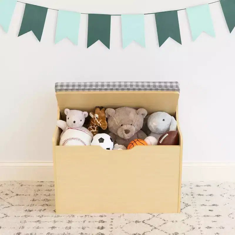 Humble Crew Kids' Jaime Coffre à jouets à charnière en bois : Cadre en MDF, quincaillerie en acier, étagères à bacs, 1 tiroir, 1 étagère