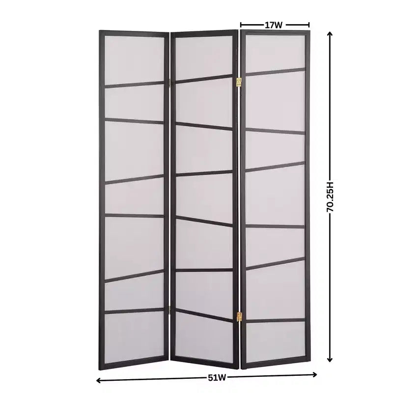 Roundhill Furniture 3-Panel Screen Room Divider, Black