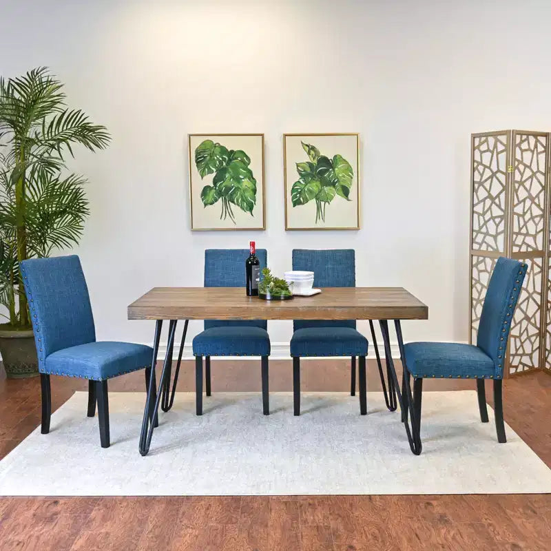 Amisos 7-Piece Dining Set, Hairpin Dining Table with 6 Chairs, 3 Color Options