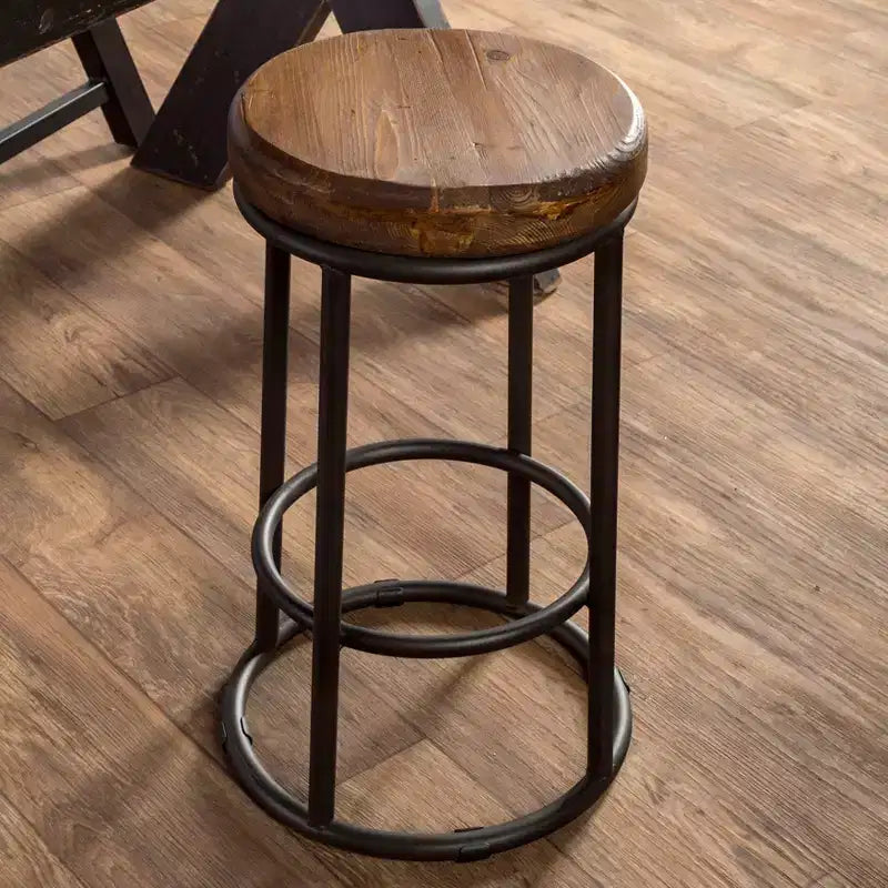 Christopher Knight Home Aurora Classic Indoor Wood and Metal 24 Counter Stool with Footrest, Brown/Black