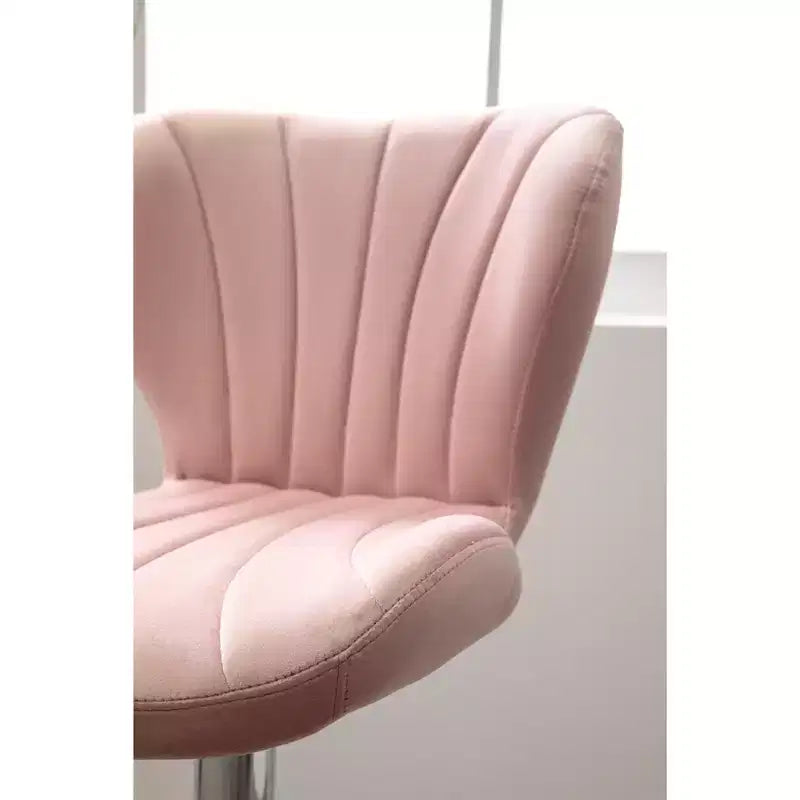 Ellston Upholstered Adjustable Swivel Barstools in Pink, Set of 2