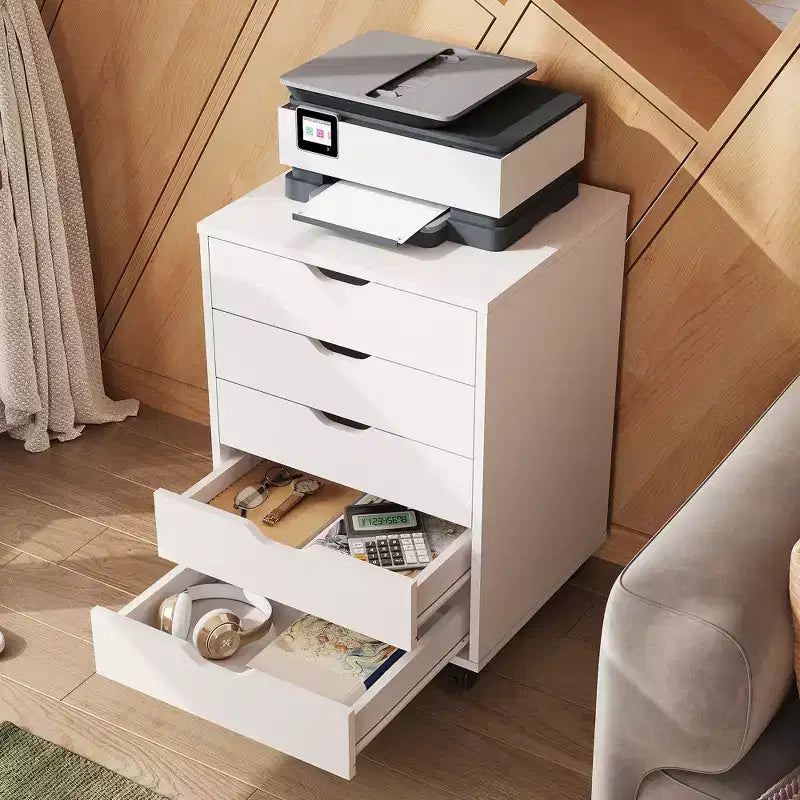 5-Drawer Chest, Wood Storage Dresser file Cabinet with Wheels