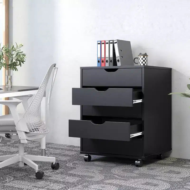 5-Drawer Chest, Wood Storage Dresser file Cabinet with Wheels