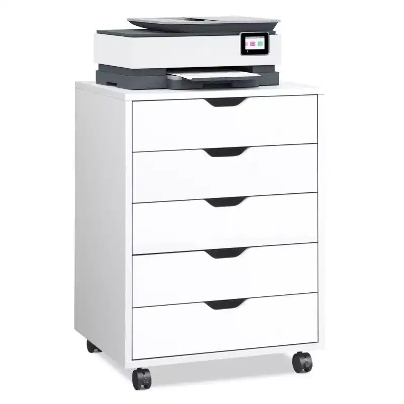 5-Drawer Chest, Wood Storage Dresser file Cabinet with Wheels