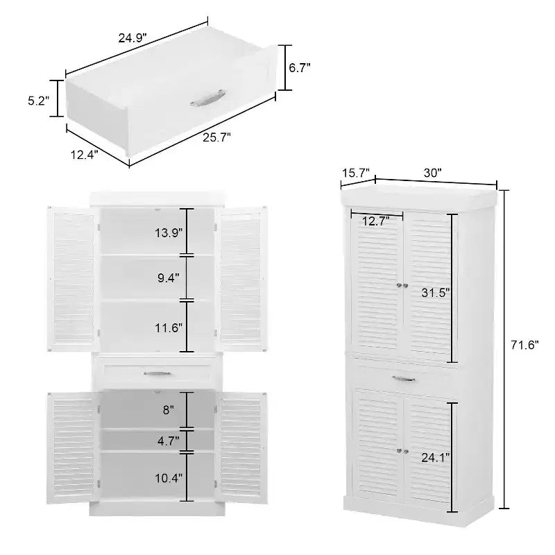 Famapy Wooden Storage Cabinet with 4 Doors in Shutter Finish Design