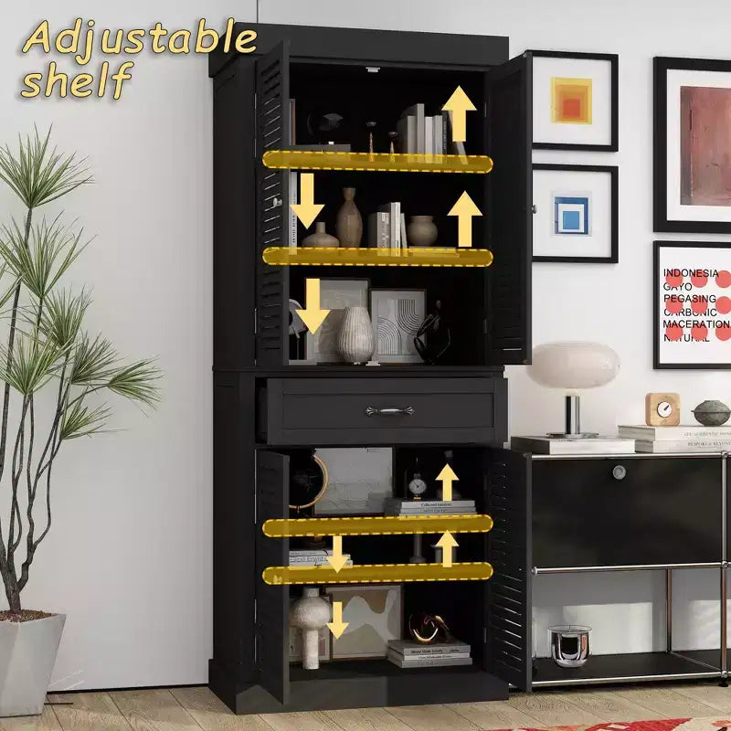Famapy Wooden Storage Cabinet with 4 Doors in Shutter Finish Design