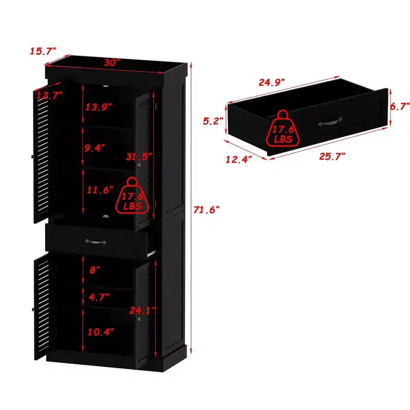 Famapy Wooden Storage Cabinet with 4 Doors in Shutter Finish Design