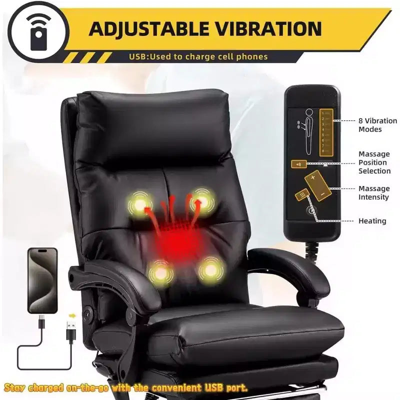 EROMMY Executive 4-Point Massage Office Chair with Footrest