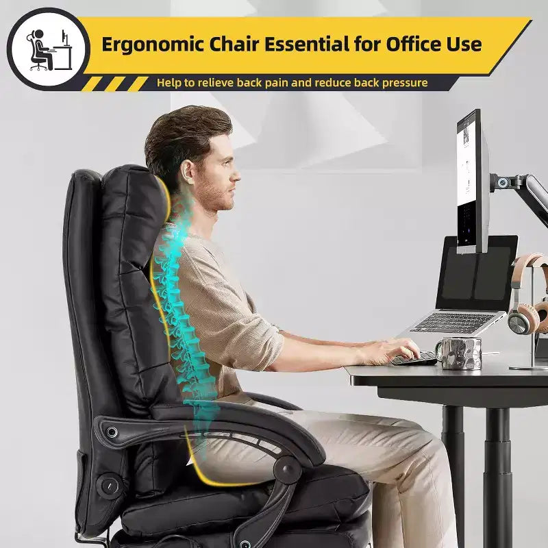 EROMMY Executive 4-Point Massage Office Chair with Footrest