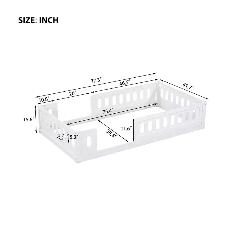 Twin/Full Size Platform Bed Kid Floor Bed Toddler Bed with Guardrail - ModernLuxe