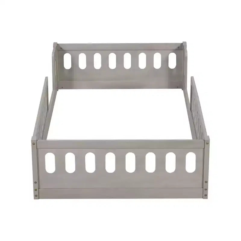 Twin/Full Size Platform Bed Kid Floor Bed Toddler Bed with Guardrail - ModernLuxe