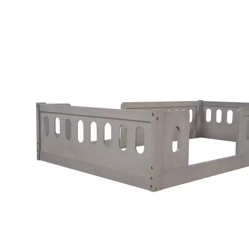 Twin/Full Size Platform Bed Kid Floor Bed Toddler Bed with Guardrail - ModernLuxe