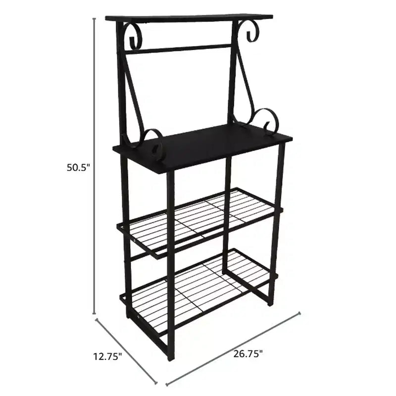 Kings Brand Furniture Covington Metal Kitchen Shelves Bakers Rack Microwave Stand, Pewter