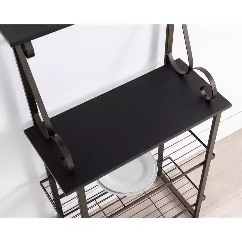 Kings Brand Furniture Covington Metal Kitchen Shelves Bakers Rack Microwave Stand, Pewter