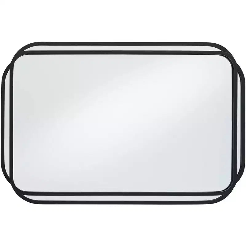 Uttermost Double Radius Matte Black 24 x 36 1/4 Wall Mirror