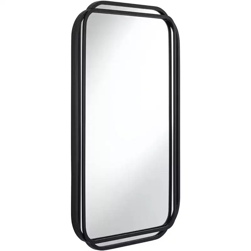 Uttermost Double Radius Matte Black 24 x 36 1/4 Wall Mirror