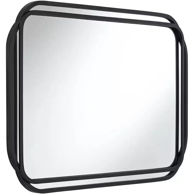 Uttermost Double Radius Matte Black 24 x 36 1/4 Wall Mirror